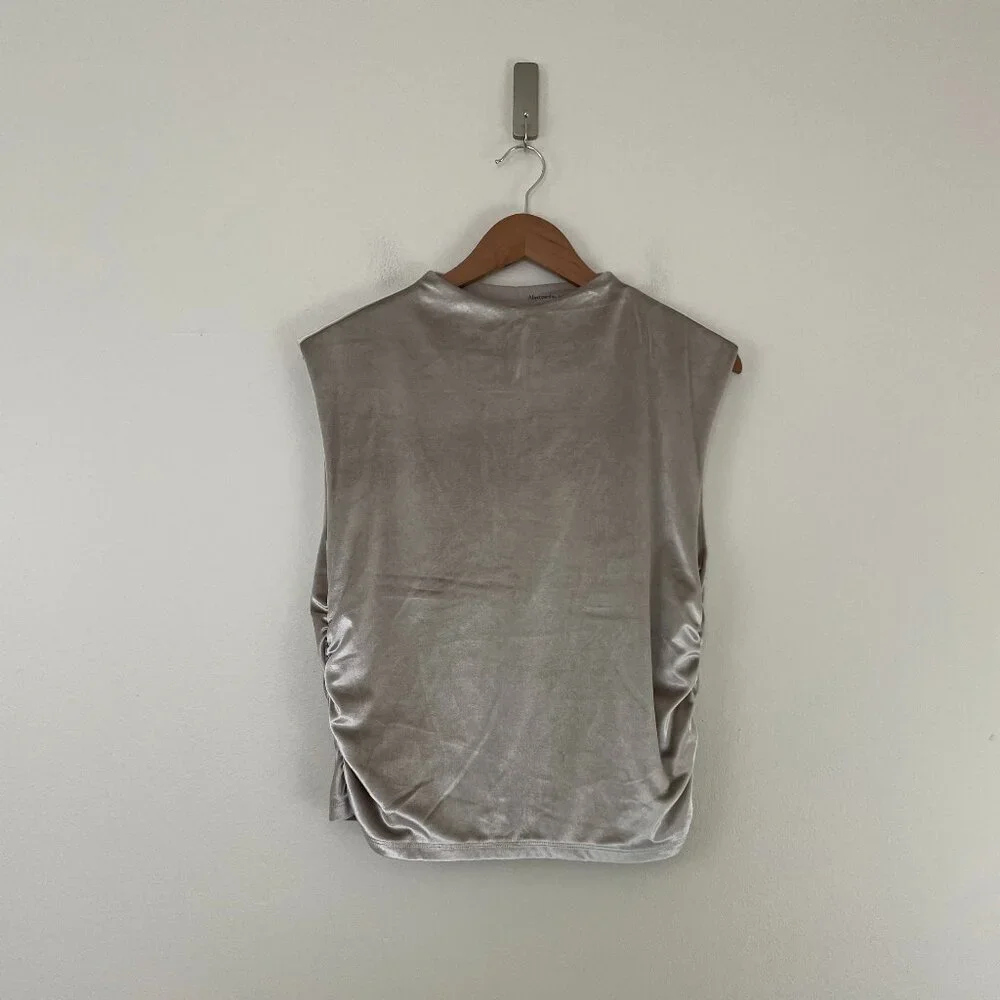 Abercrombie & Fitch Paloma Champagne Velvet Ruched Top Size Large